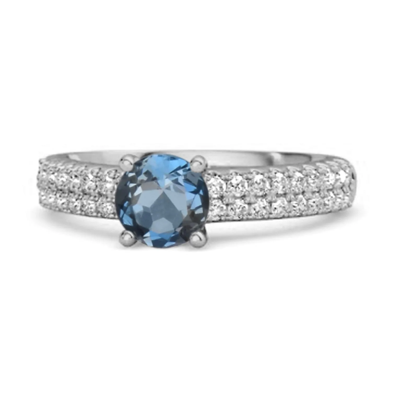 Dual Band 0.10 Ctw London Blue Topaz 925 Sterling Silver Stacking Ring
