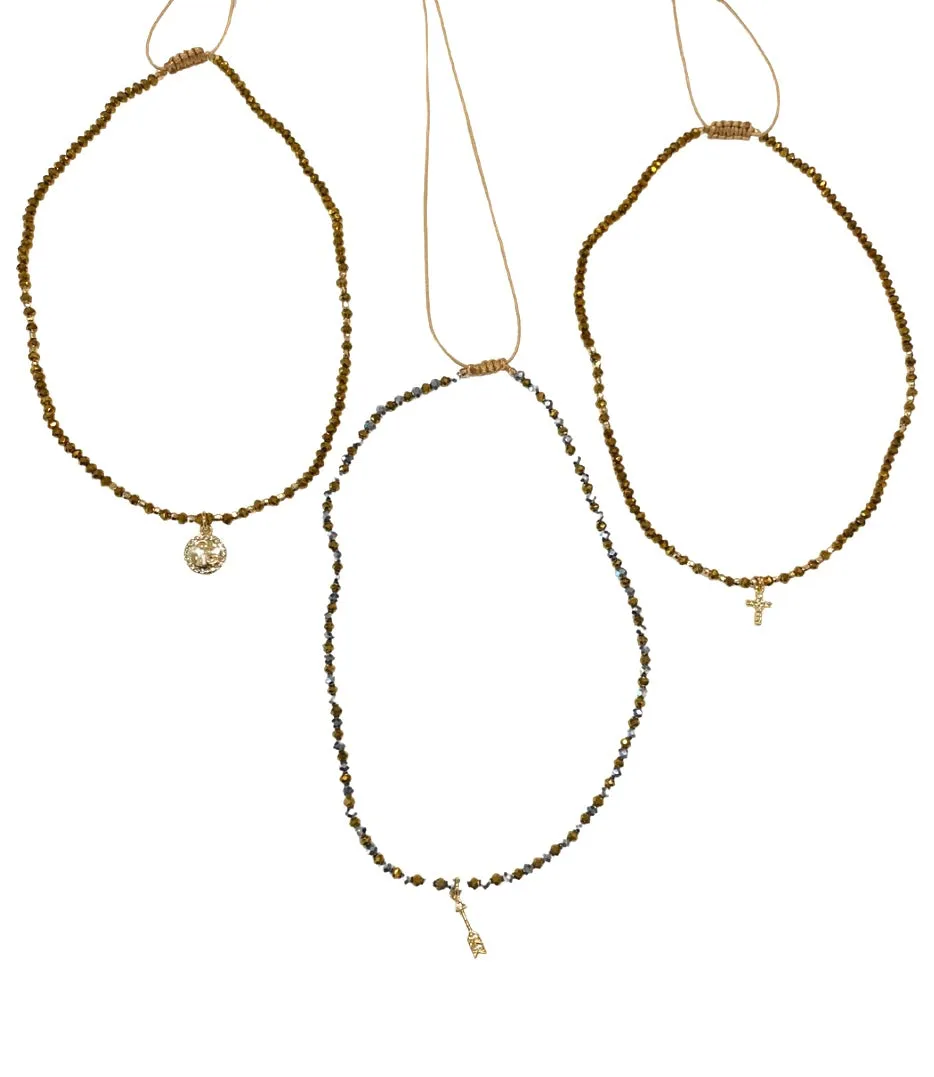 E-HC DESIGNS- Golden Mini Crystal Pendant Choker