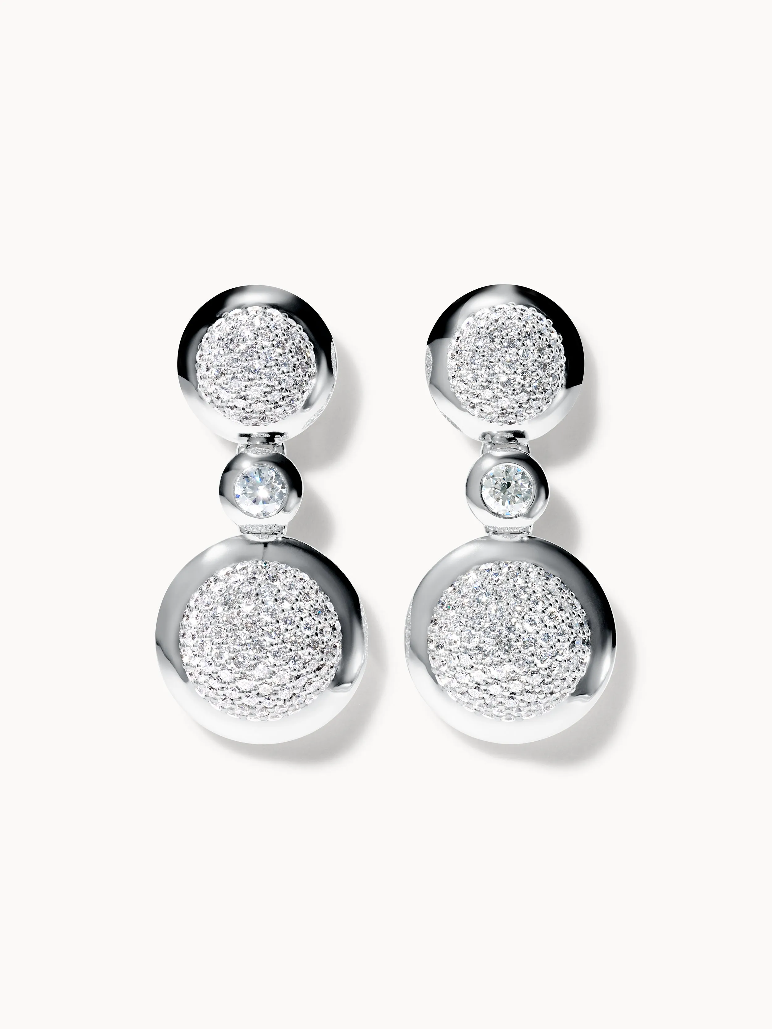 Earrings BOUTON 2 Cabochons Diamond Pavé / Classic Diamond Pavé / Classic
