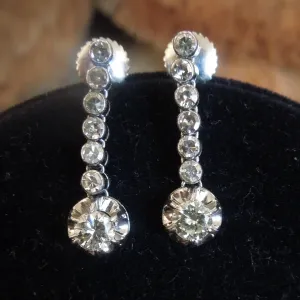 Edwardian/Art Deco Platinum and Diamond Drop Earrings