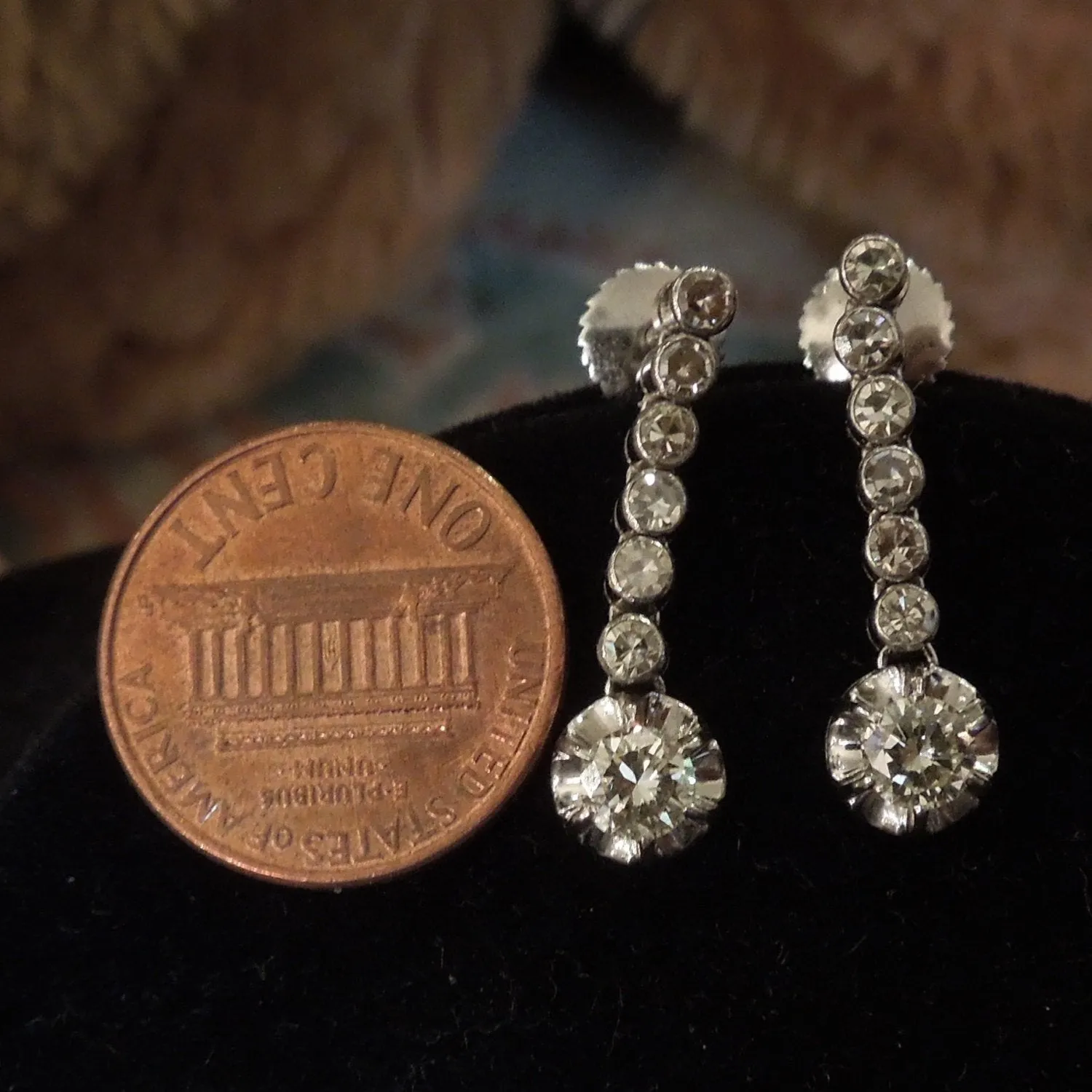 Edwardian/Art Deco Platinum and Diamond Drop Earrings