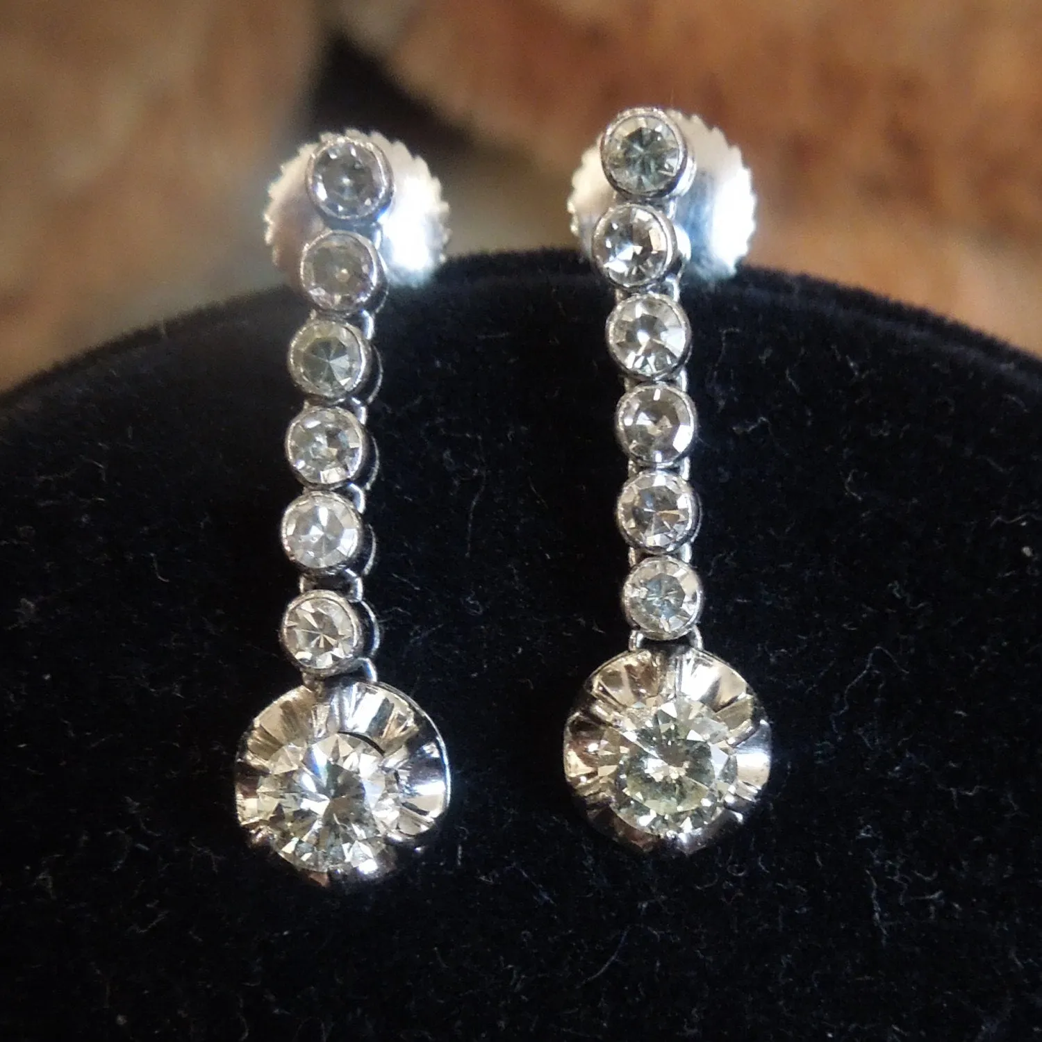 Edwardian/Art Deco Platinum and Diamond Drop Earrings