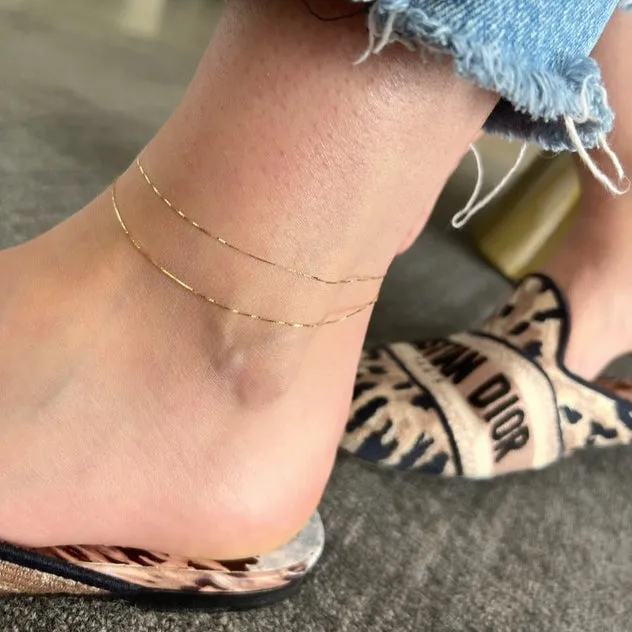 EF Collection Double Strand Liquid Gold Anklet