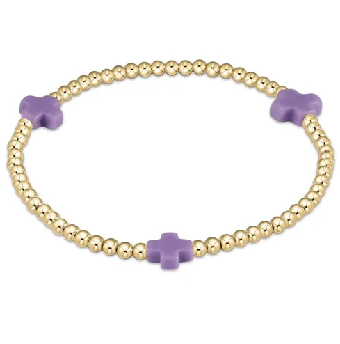 egirl Signature Cross Gold Pattern 3mm Bead Bracelet - Purple