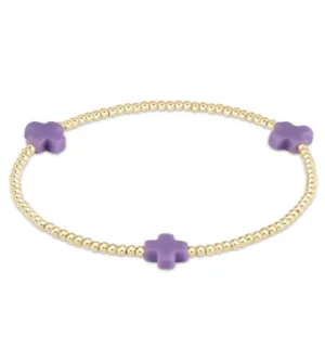 egirl Signature Cross Small Gold Pattern 2mm Bead Bracelet - Purple