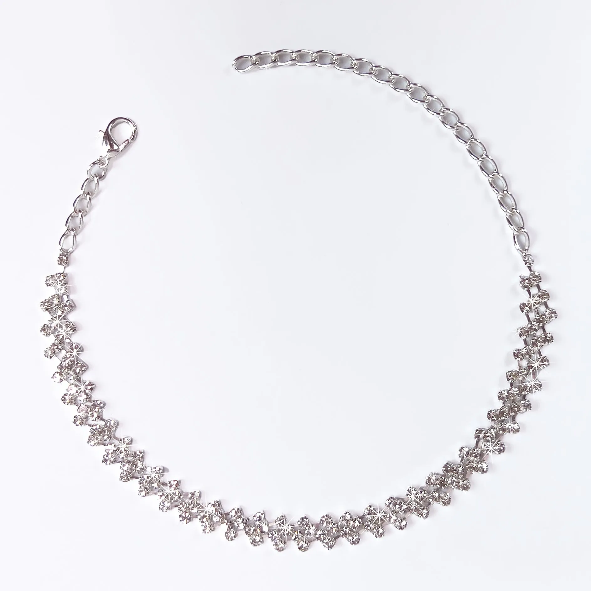 Elite Elegance - Women's Rhinestone Anklet, Iron Base with Gold/Silver Finish, Perfect for Special Occasions