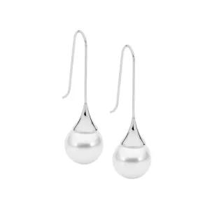 Ellani Stainless Steel Long Drop Pearl Earrings SE220S