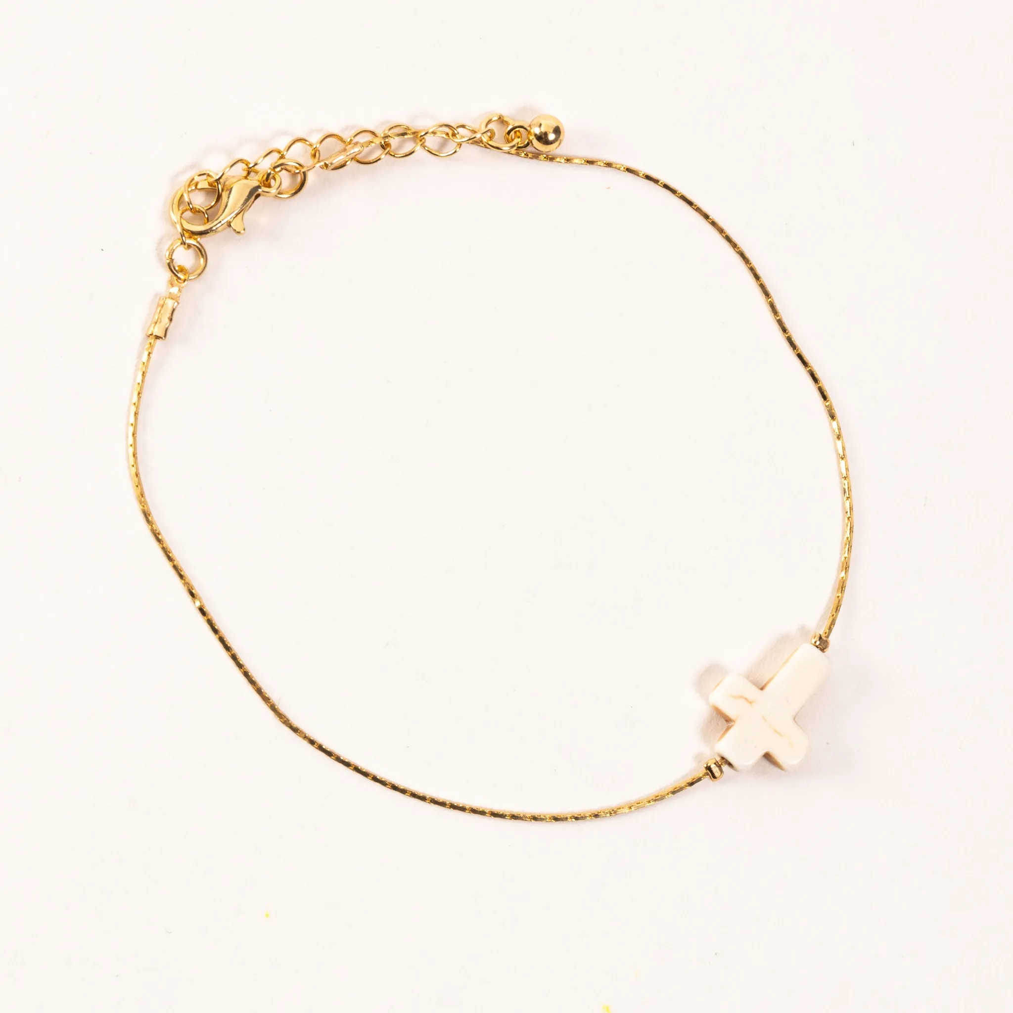 Elsie & Zoey Alexis Stone Cross Charm Anklet