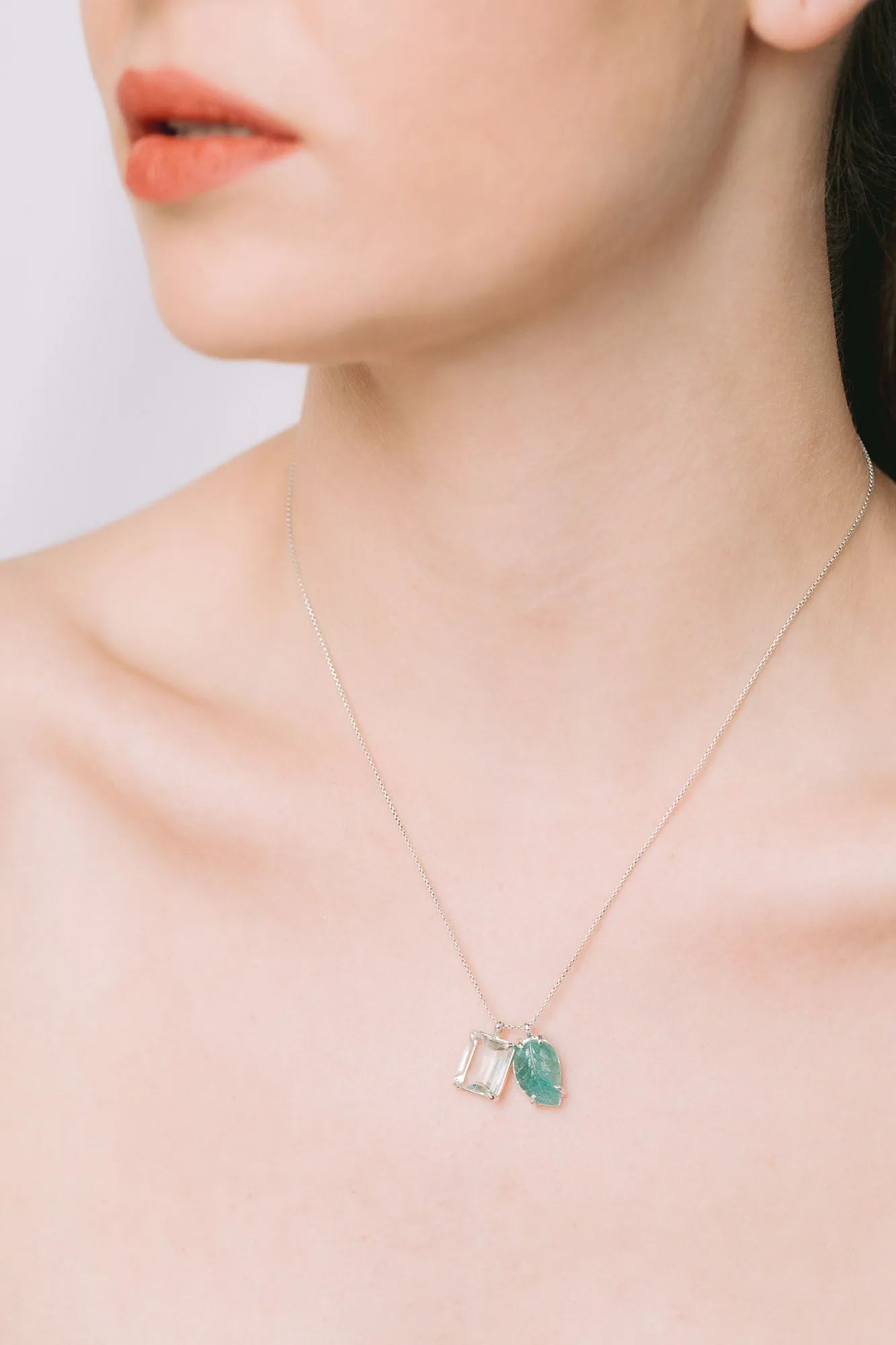 Emerald 2 Charm Necklace
