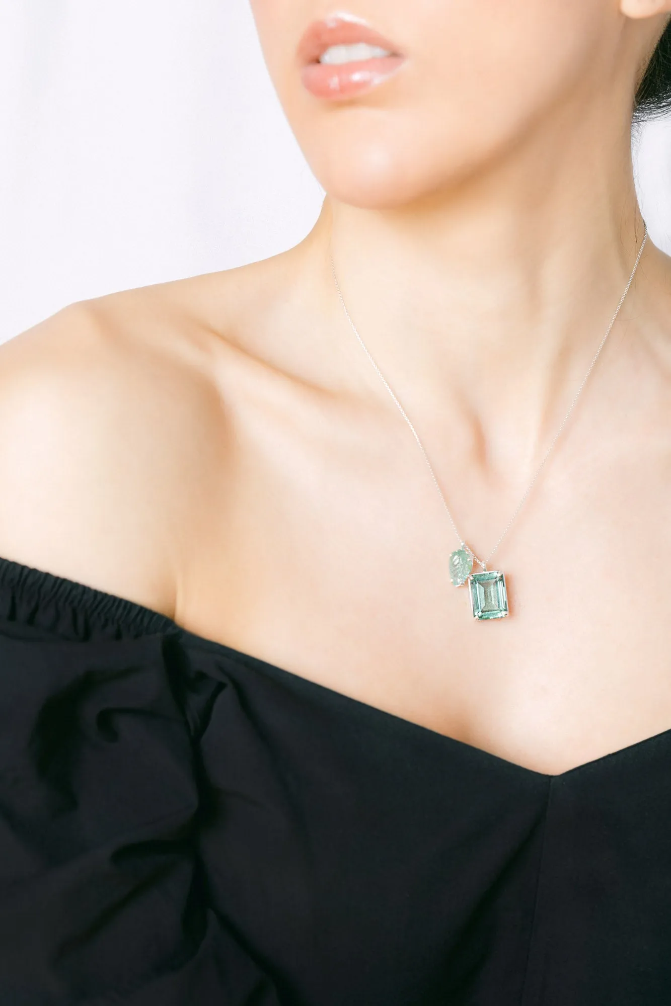 Emerald 2 Charm Necklace