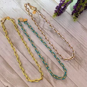 Enameled Chain Link Necklace 300-12 | Erika Williner Designs