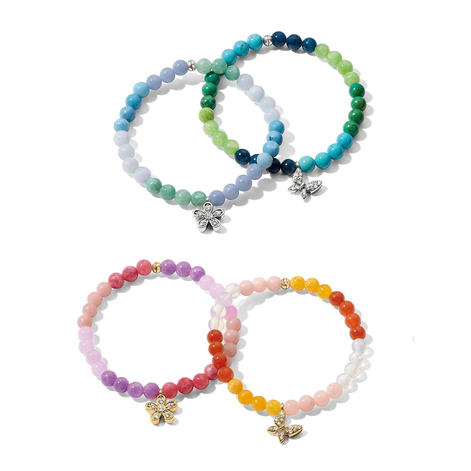 Enchanting Butterfly Stretch Bracelet/Silver/Green