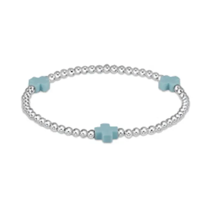 enewton signature cross sterling pattern 3mm bead bracelet - turquoise