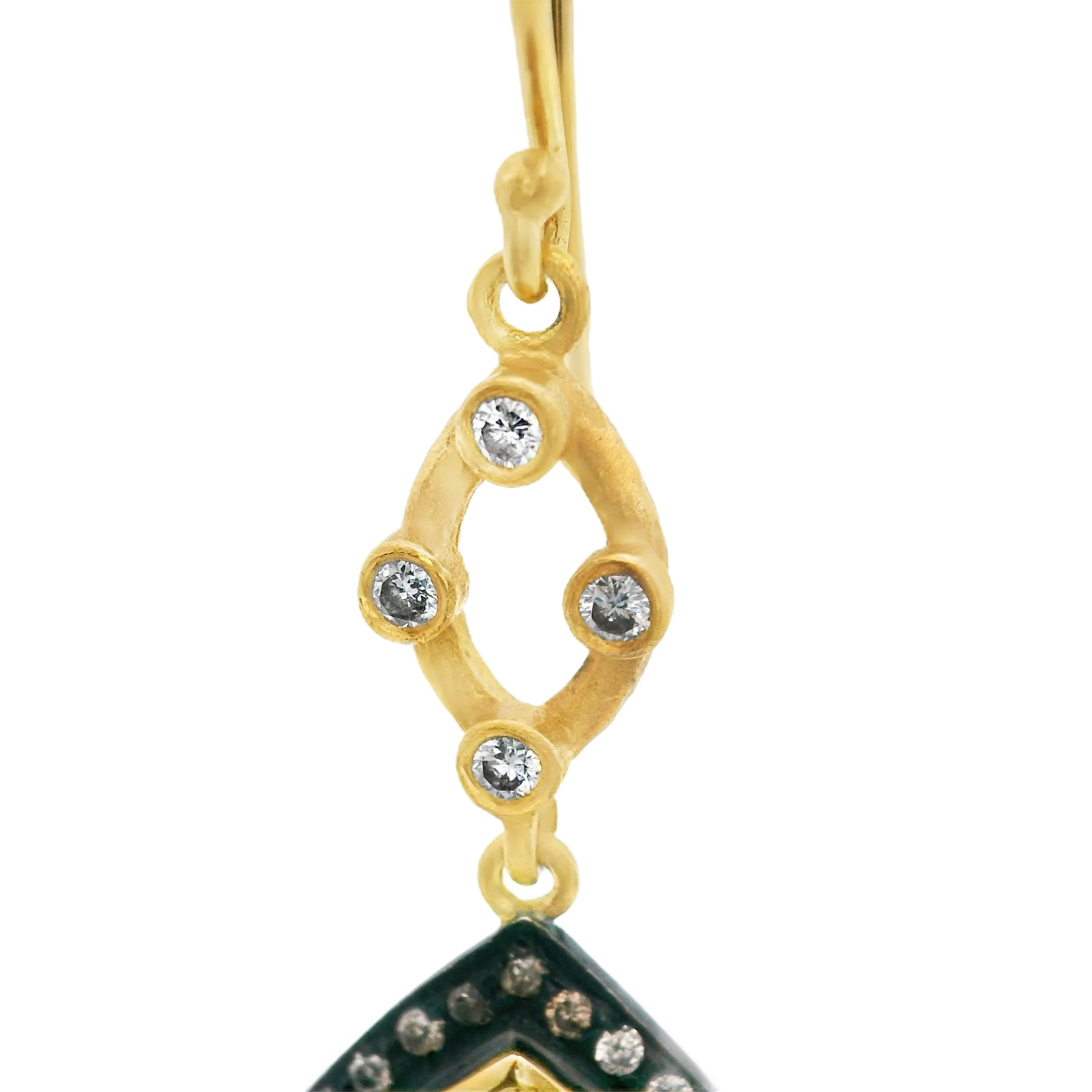 Estate Yellow Gold Blue Topaz and Diamond Earrings