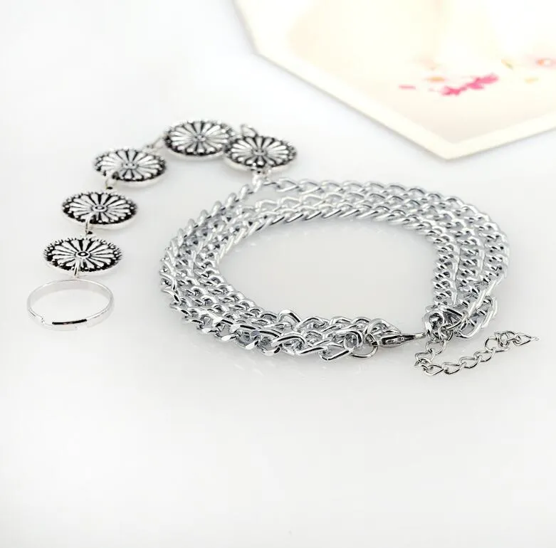 European and American fashion personality retro carved three layer even exaggerated fringed Anklets toe foot ornaments