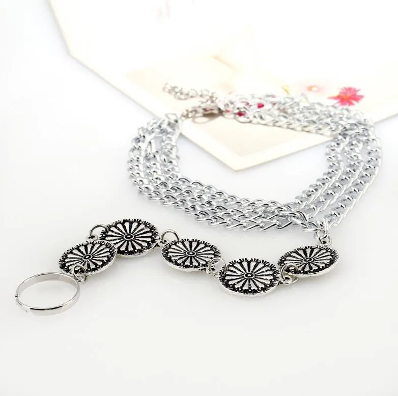 European and American fashion personality retro carved three layer even exaggerated fringed Anklets toe foot ornaments