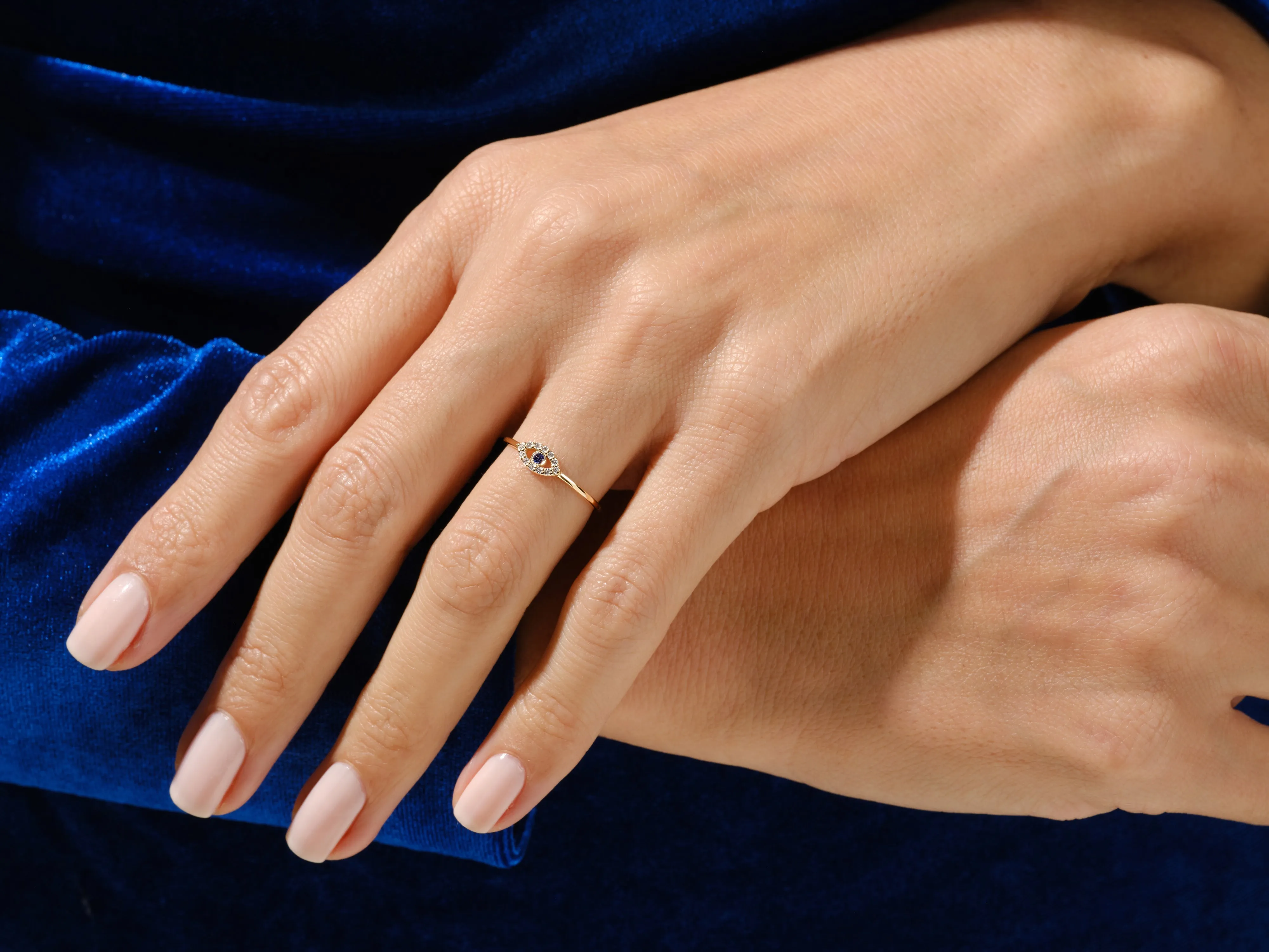 Evil Eye Alternating Birthstone Ring - Gold Vermeil