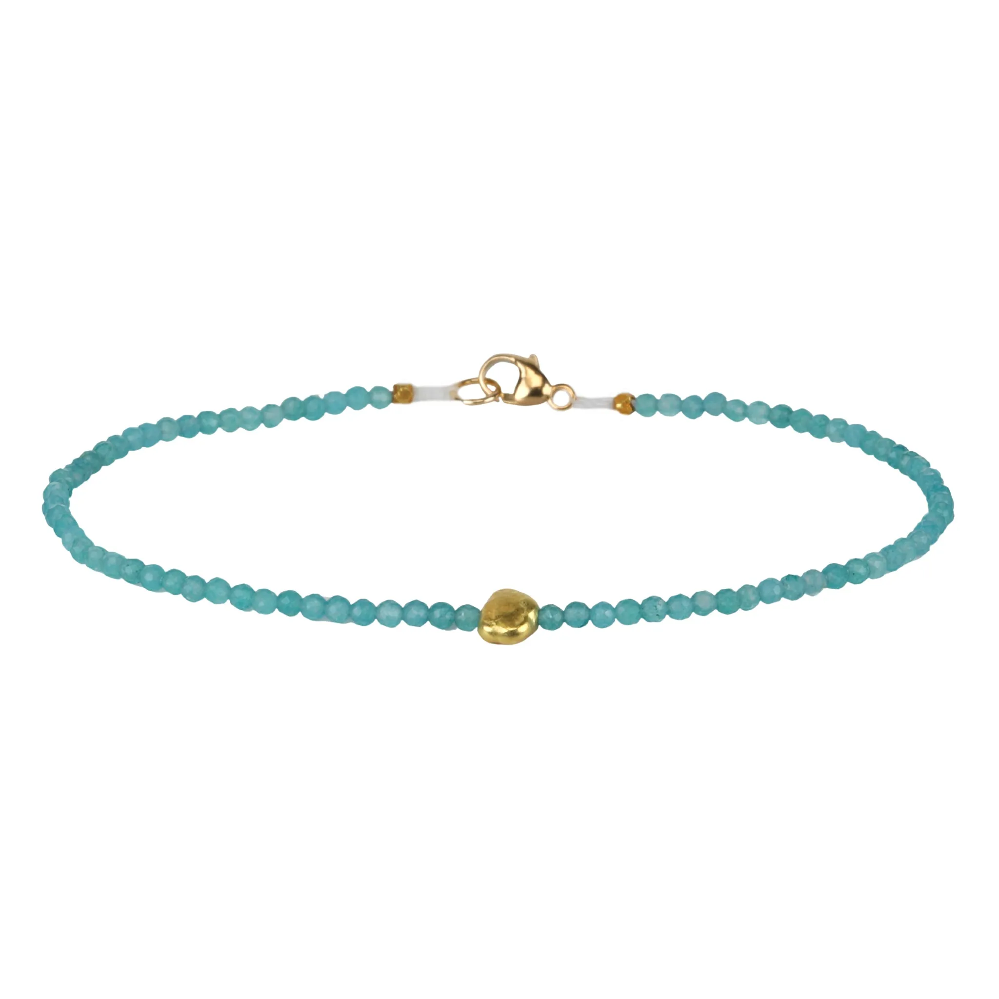 Faceted Apatite Beaded Bracelet with 18 Karat Yellow Gold Organic Bead