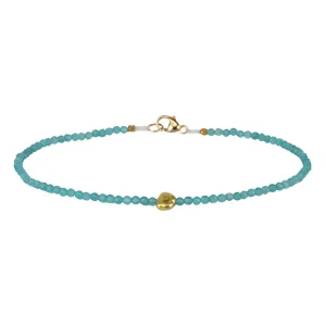 Faceted Apatite Beaded Bracelet with 18 Karat Yellow Gold Organic Bead