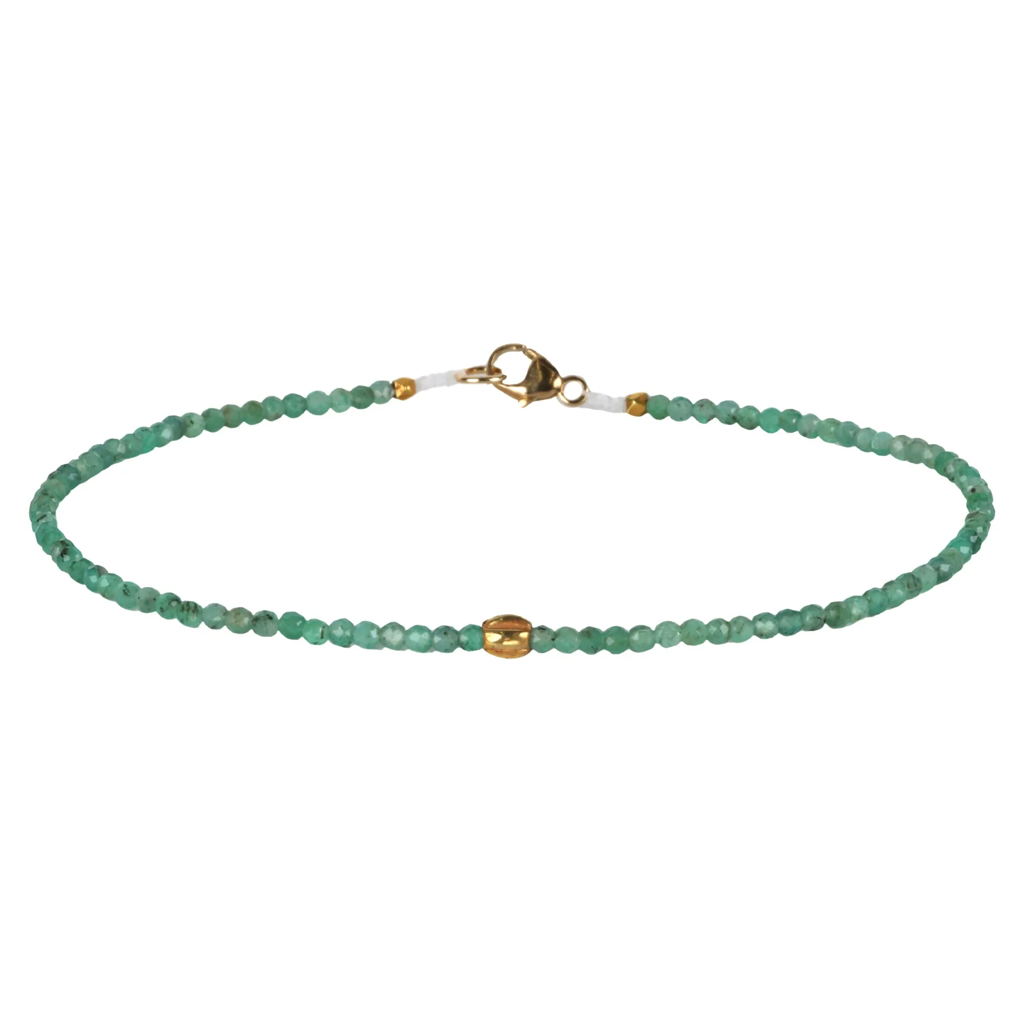 Faceted Emerald Beaded Bracelet with 18K Carved Sphere Bead