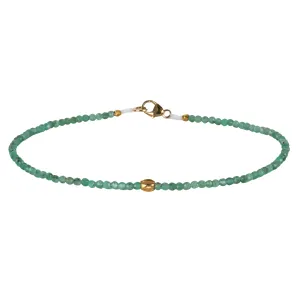 Faceted Emerald Beaded Bracelet with 18K Carved Sphere Bead