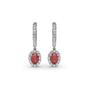 Fana 14k White Gold Dazzling Ruby and Diamond Drop Earrings