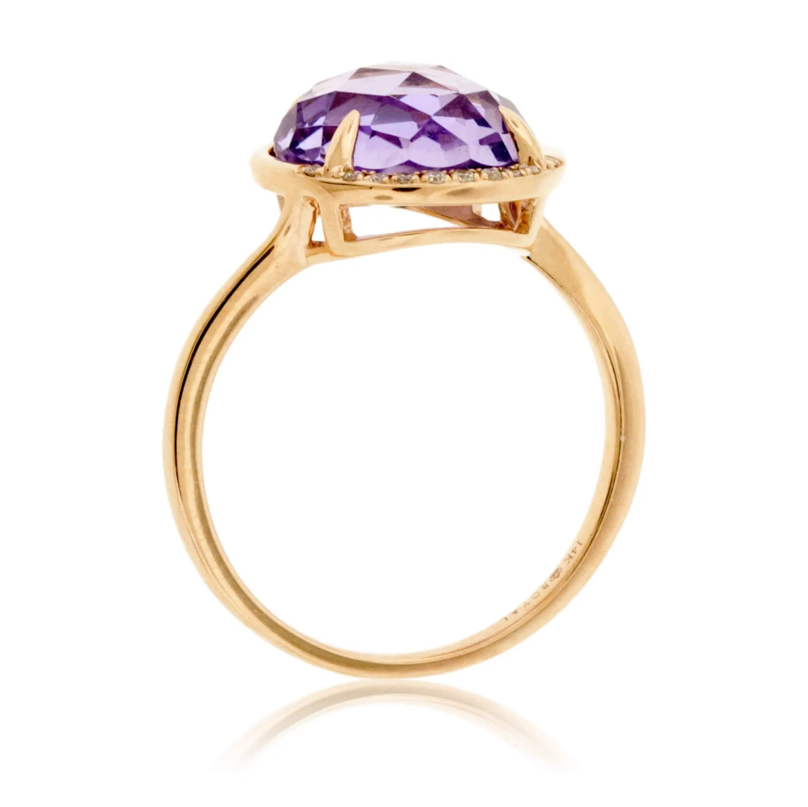 Fancy Round Cut Amethyst and Diamond Halo Ring
