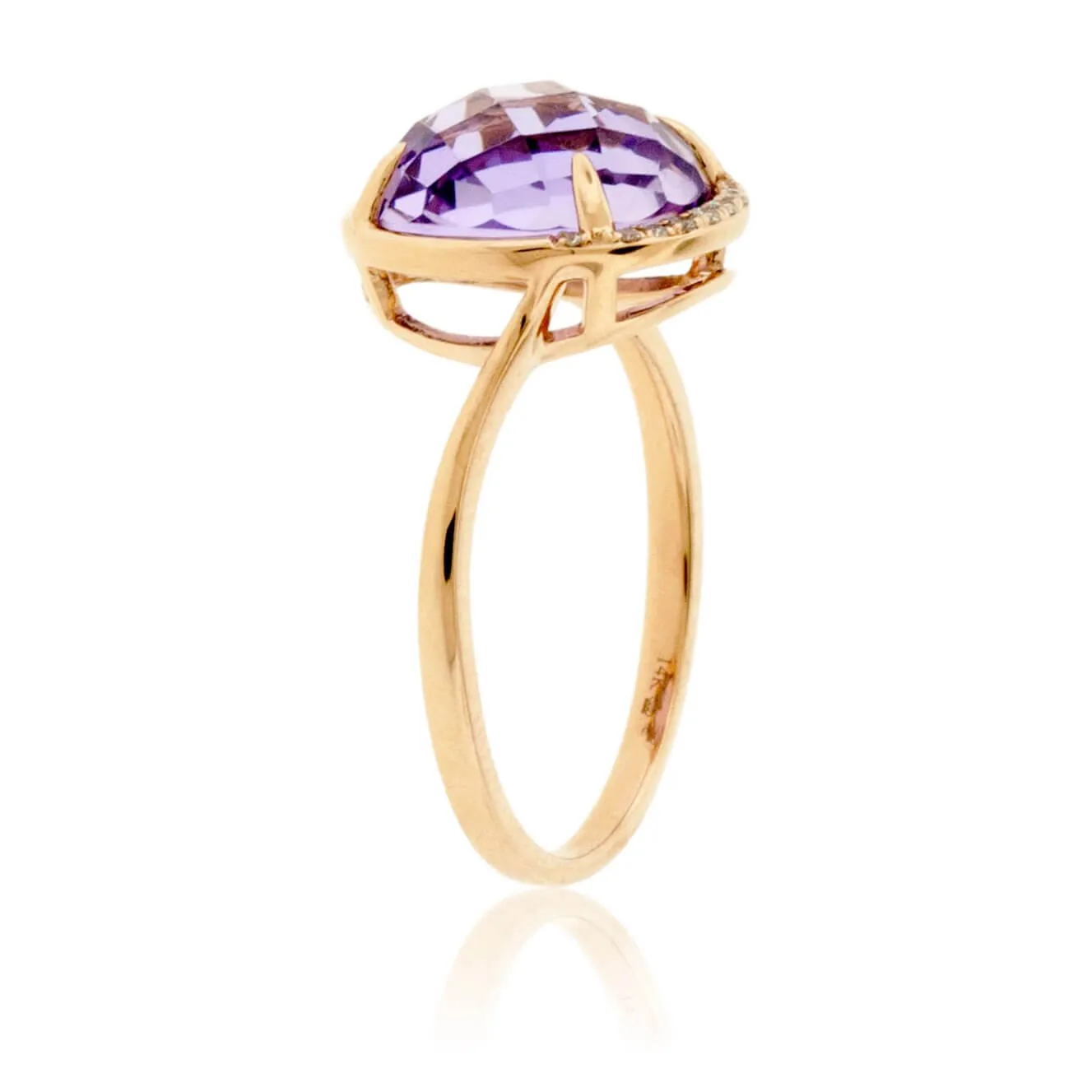 Fancy Round Cut Amethyst and Diamond Halo Ring