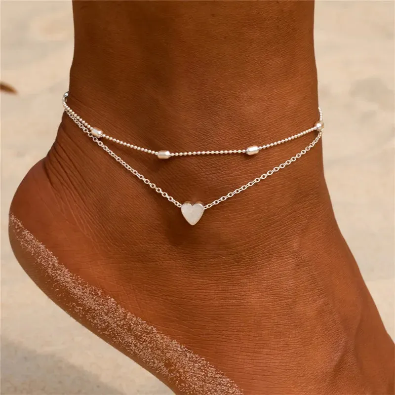 Fashion Colorful Crystal Beads Anklets for Women Boho Gold Color Chain Ankle Bracelet Leg Bracelet Ocean Beach Foot Jewelry