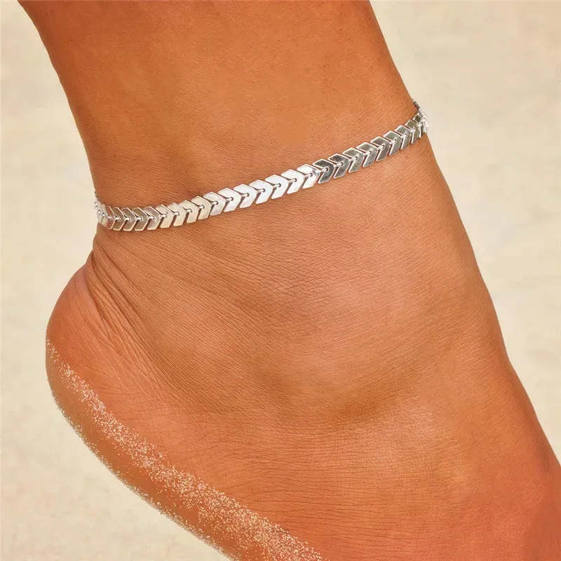 Fashion Colorful Crystal Beads Anklets for Women Boho Gold Color Chain Ankle Bracelet Leg Bracelet Ocean Beach Foot Jewelry