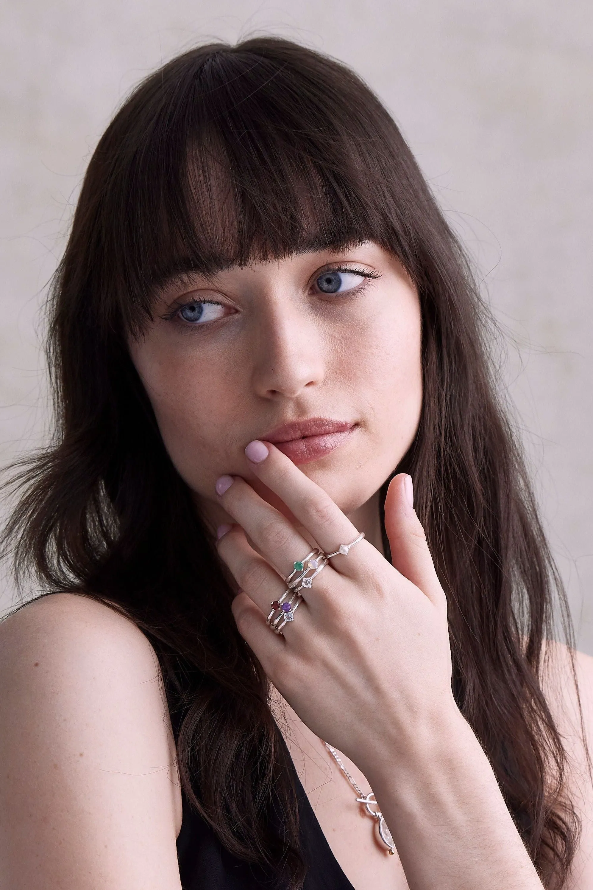 February Amethyst Silver Birthstone Ring