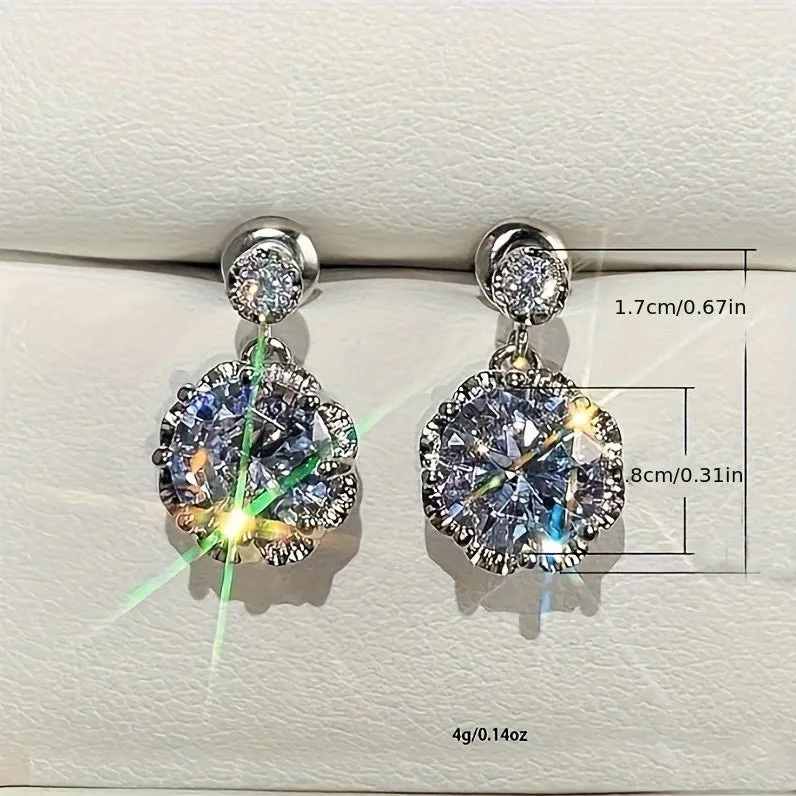 Female Pendant Earrings – Crystal Jewelry for Wedding, Party, Elegant Lady Engagement Accessories, Perfect Gift