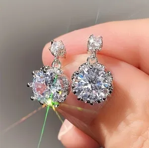 Female Pendant Earrings – Crystal Jewelry for Wedding, Party, Elegant Lady Engagement Accessories, Perfect Gift