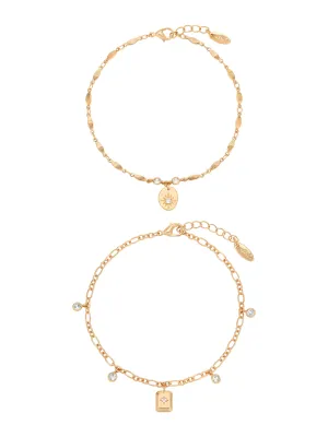 Find Your Way 18k Gold Plated Anklet Set of 2