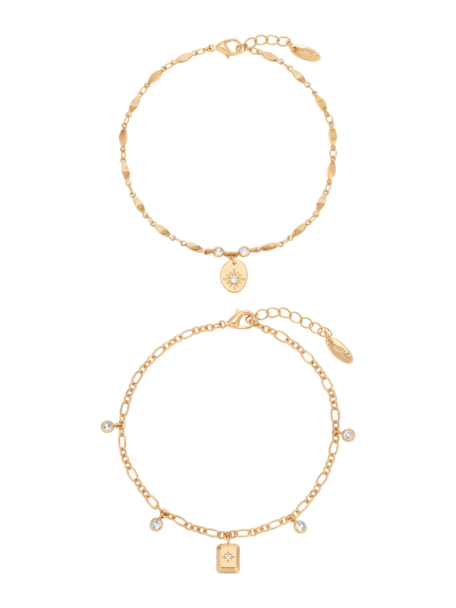 Find Your Way 18k Gold Plated Anklet Set of 2