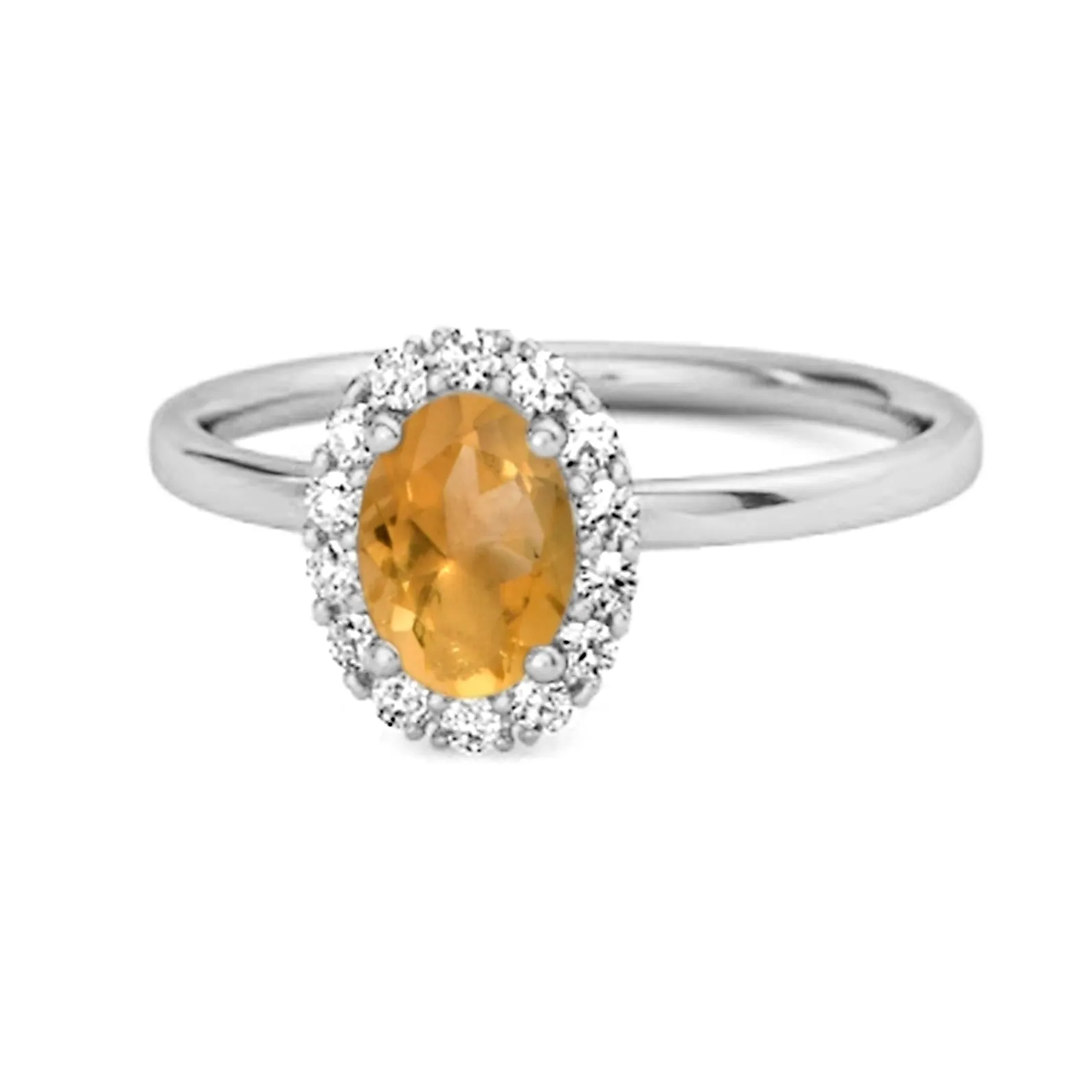 Floating Halo Ring 925 Sterling Silver 1.50 Ctw Citrine Ring