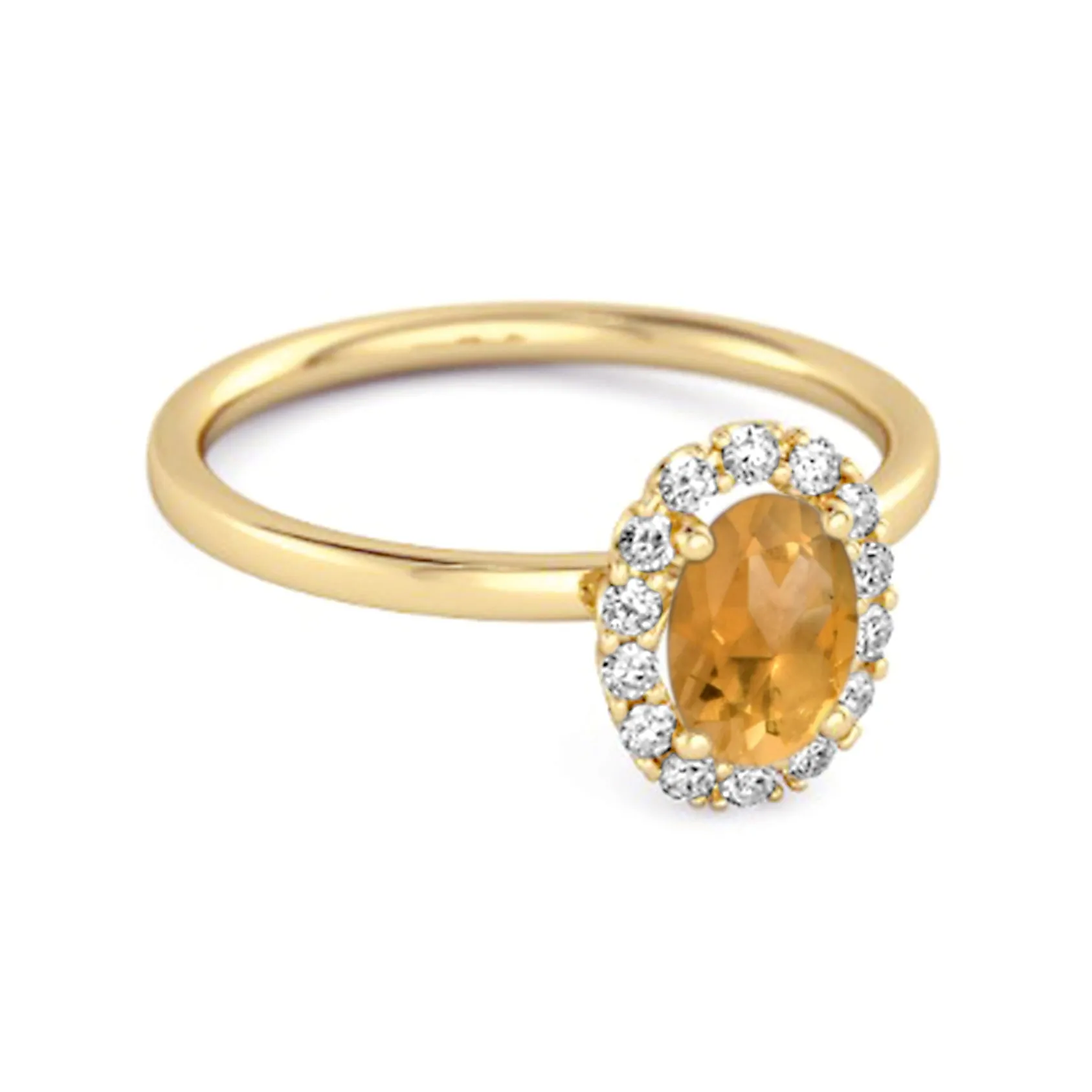 Floating Halo Ring 925 Sterling Silver 1.50 Ctw Citrine Ring