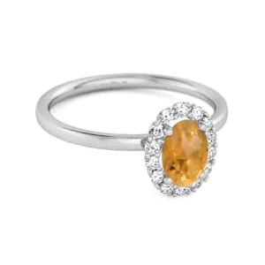 Floating Halo Ring 925 Sterling Silver 1.50 Ctw Citrine Ring