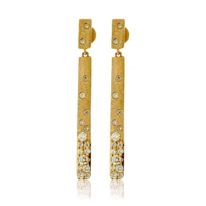 Flush Set Diamond Station Bar Earrings