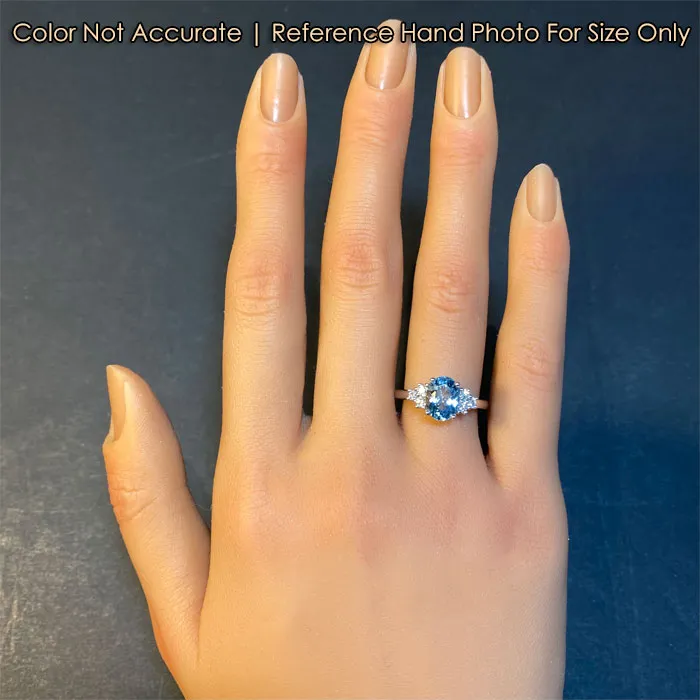 FOR J ONLY 14K White Gold Oval Aquamarine and Diamond Ring 1.56 Carats