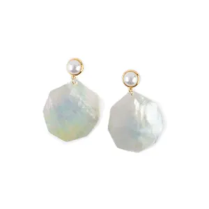 FREEFORM DROP BAROQUE AND FAUX PEARL STUD EAR MOP