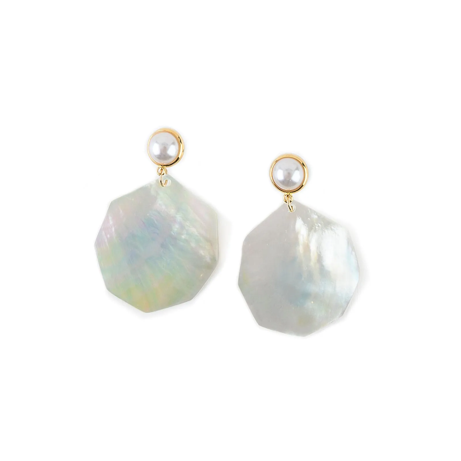 FREEFORM DROP BAROQUE AND FAUX PEARL STUD EAR MOP