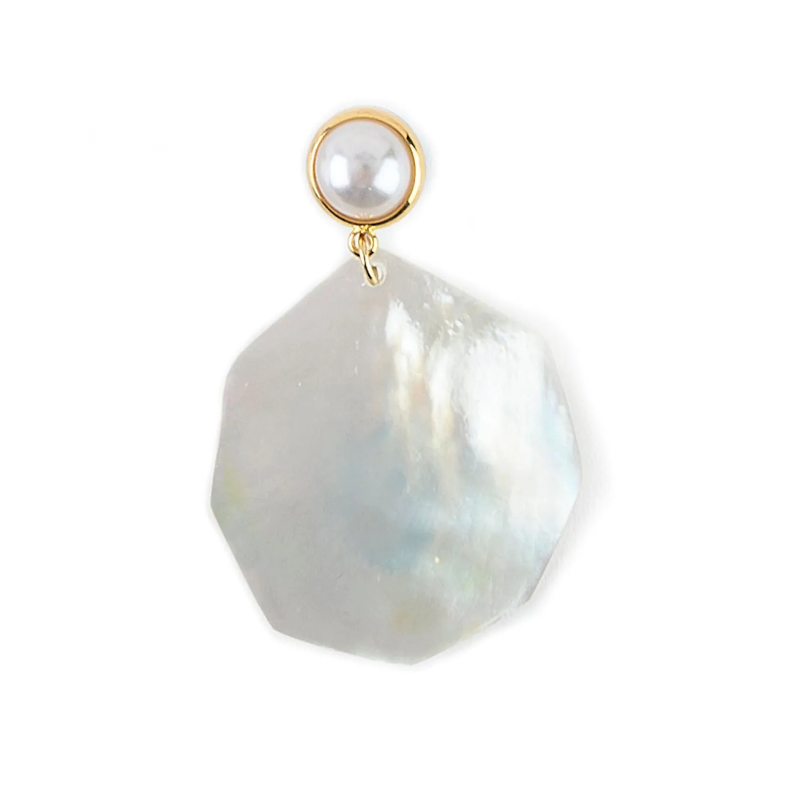 FREEFORM DROP BAROQUE AND FAUX PEARL STUD EAR MOP