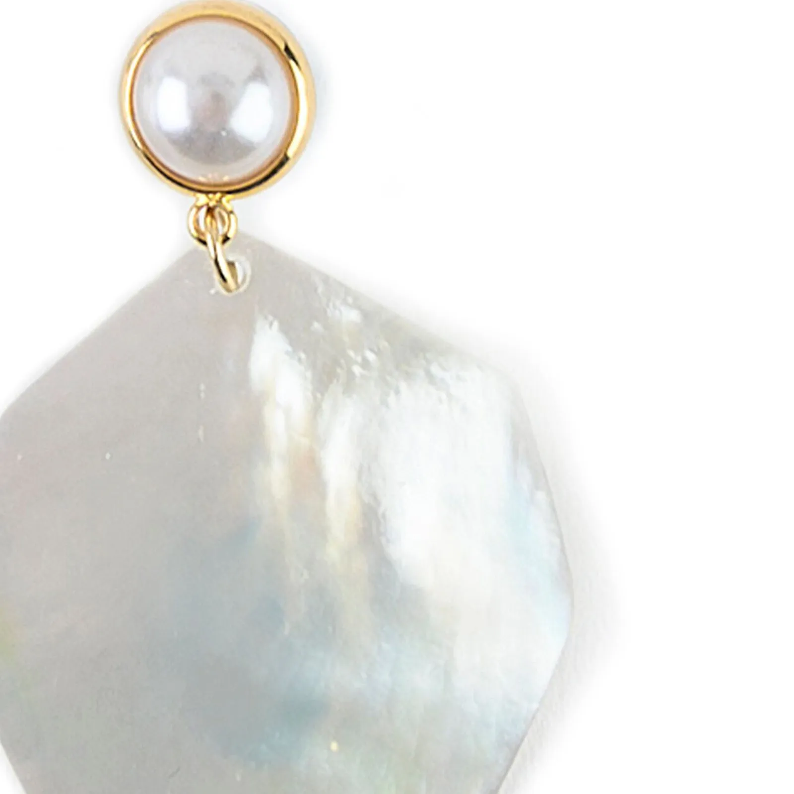 FREEFORM DROP BAROQUE AND FAUX PEARL STUD EAR MOP