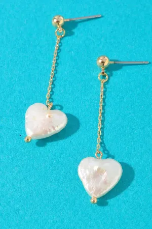 Freshwater Pearl Heart Drop Studs