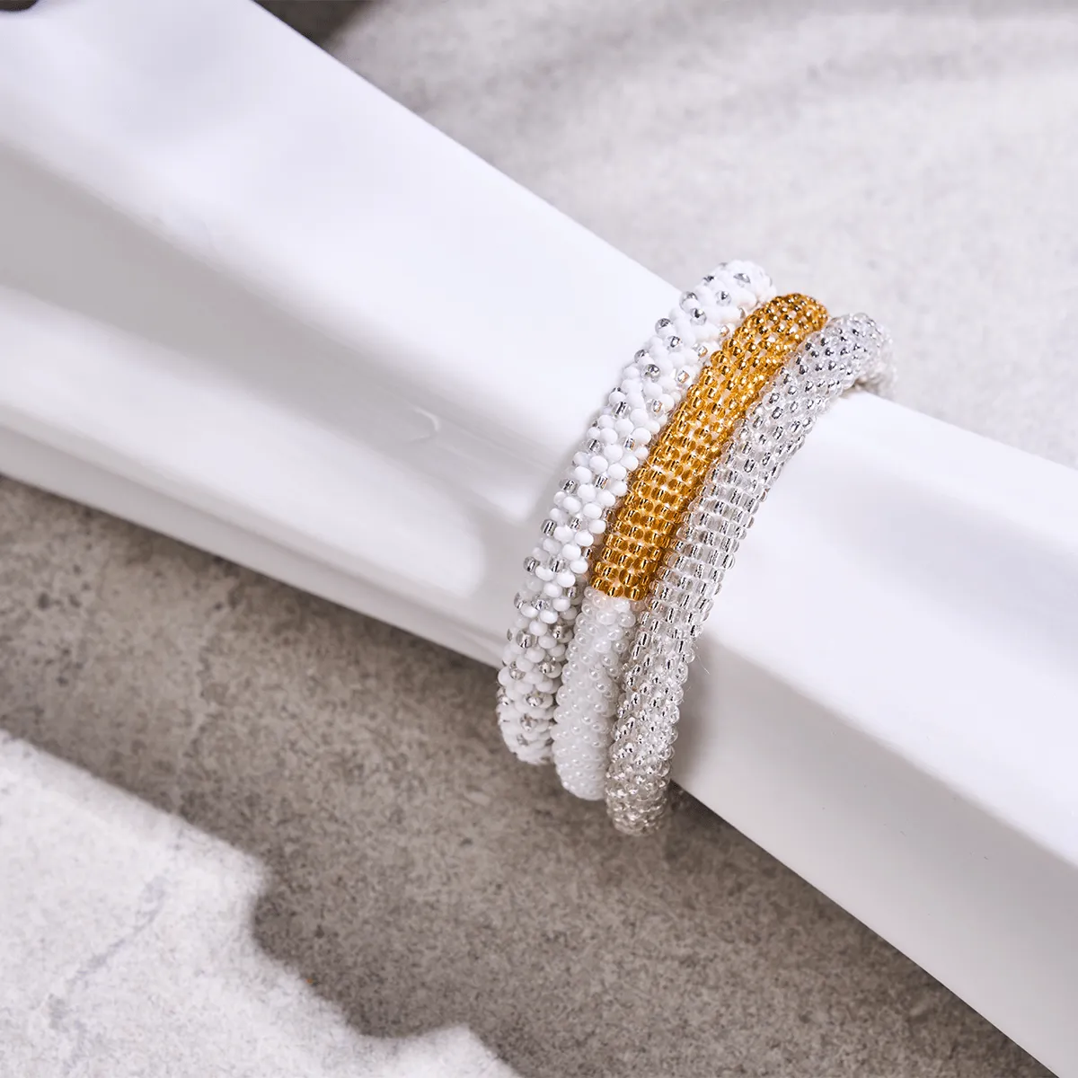 Frosted Ivory | Himalayan Glass Bead Bracelet