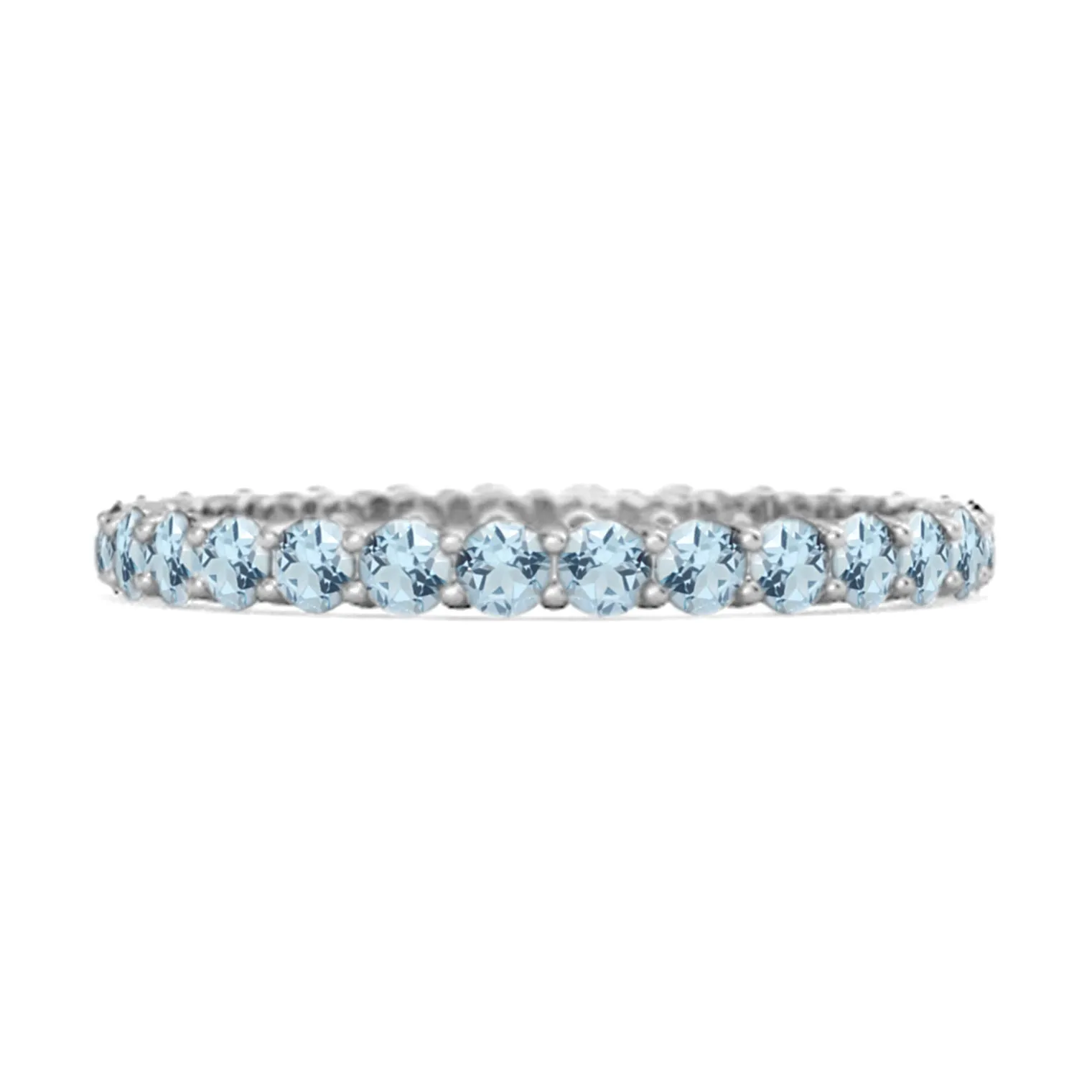 Full Eternity Blue Topaz 925 Sterling Silver Stacking Bridal Ring