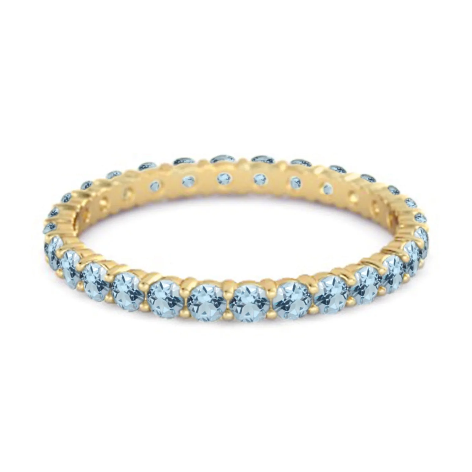 Full Eternity Blue Topaz 925 Sterling Silver Stacking Bridal Ring