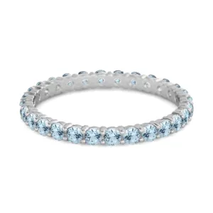 Full Eternity Blue Topaz 925 Sterling Silver Stacking Bridal Ring