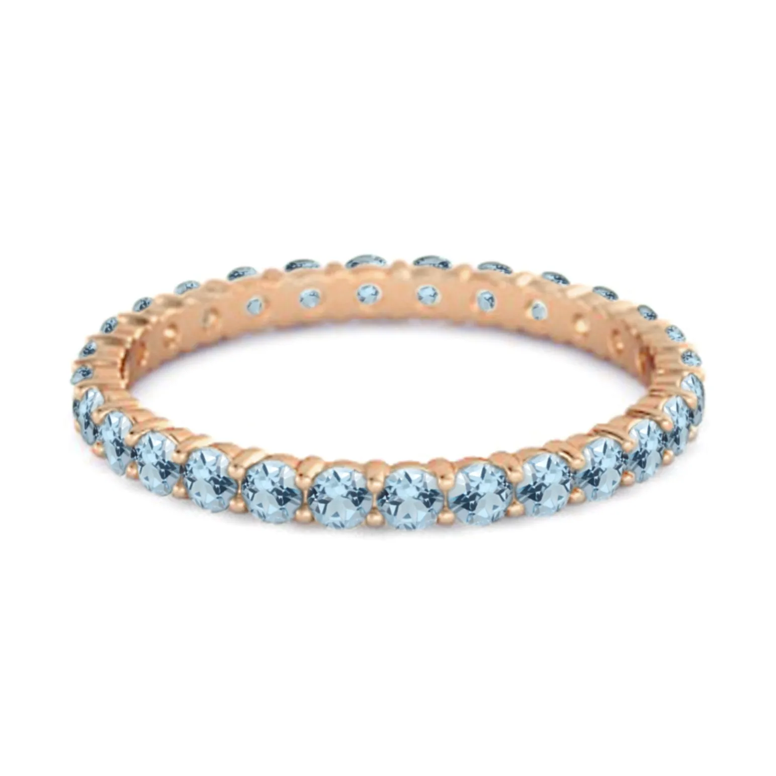 Full Eternity Blue Topaz 925 Sterling Silver Stacking Bridal Ring